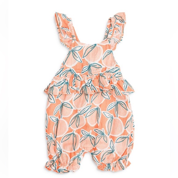 Angel Dear Other - NEW • Angel Dear • Baby Girls Peachy Shortie Romper  Orange / White  3-6 Months